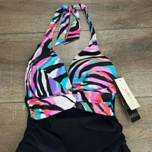 NEW Profile By Gottex‎ Wild Parade Halter One Piece Swimsuit Women’s Sz 10 NWT - Picture 6 of 12